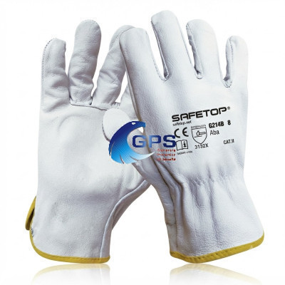 Gant en cuir blanc ABA, conforme à la norme EN388 3132X et résistant à 100 °C X1XXX