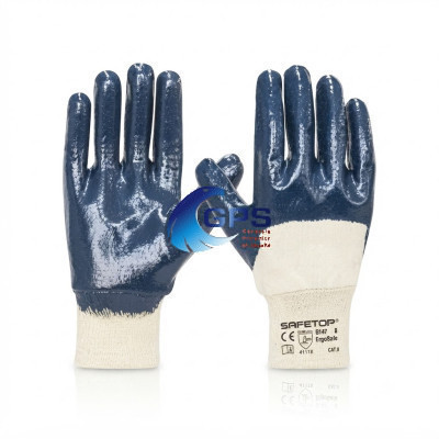 Gant ERGOSAFE en nitrile bleu avec support en coton