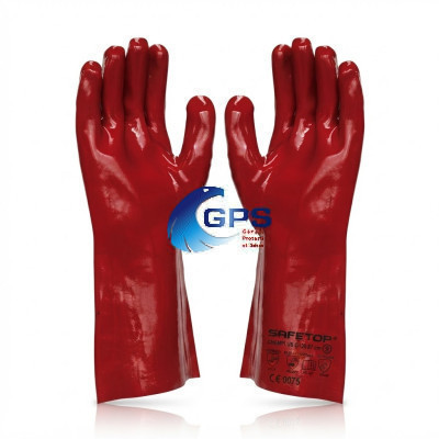 Gant chimique en PVC rouge, 35 cm de long